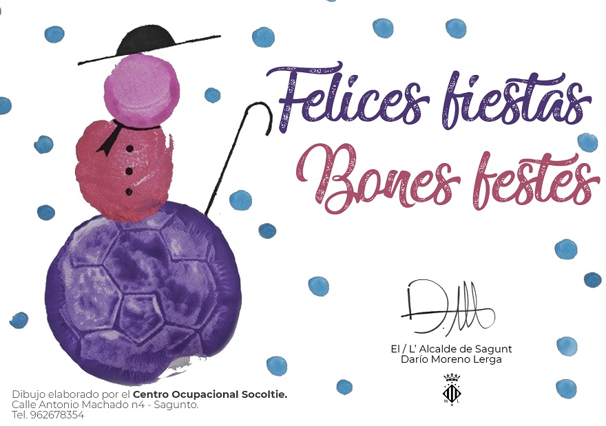 L'alcalde de Sagunt felicita el Nadal a tota la ciutadania amb un dibuix d'un usuari de Socoltie