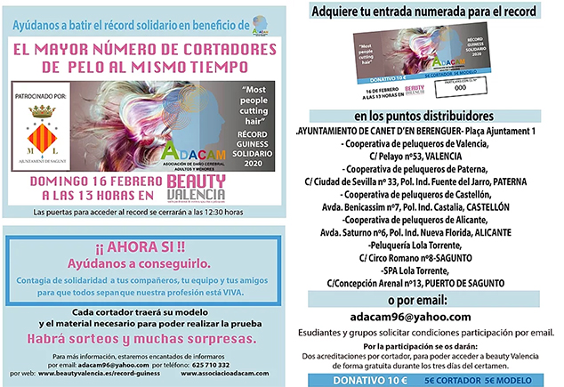 ADACAM i l'Ajuntament de Sagunt animen a batre el rècord de talladors de monyo en Beauty València