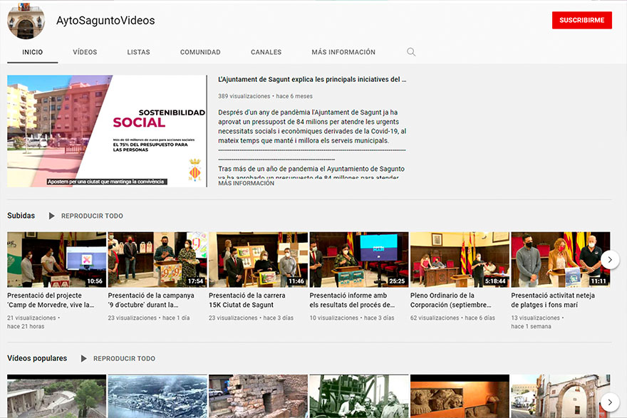 L'acte institucional de lliurament de medalles en el Dia de la Comunitat Autònoma Valenciana es retransmetrà en directe per Youtube