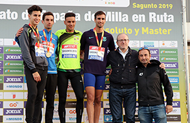 El atleta local Abderrahman El Khayami y la corredora aragonesa Cristina Espejo, ganadores absolutos del XI Campeonato de España de Milla en Ruta de Sagunto