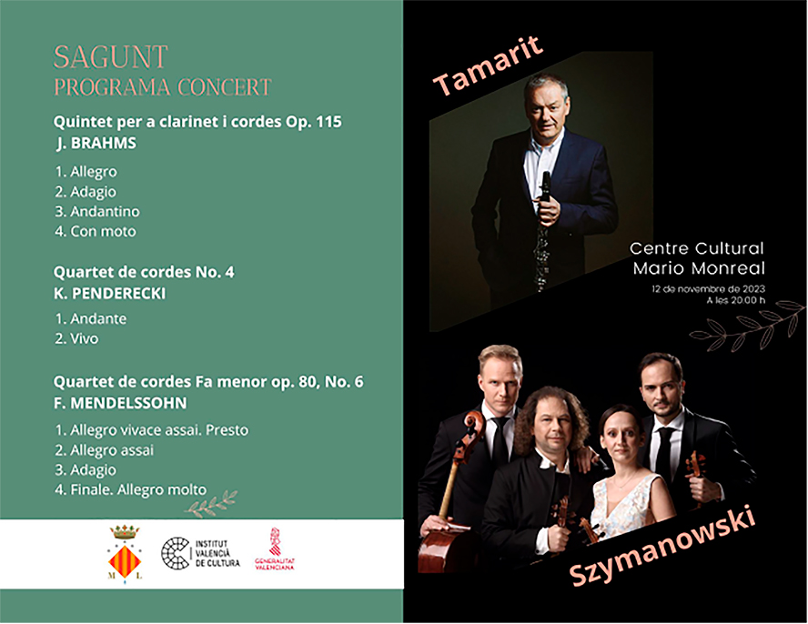 Miguel Ángel Tamarit i Karol Szymanowski Quartet interpreten un concert al Mario Monreal