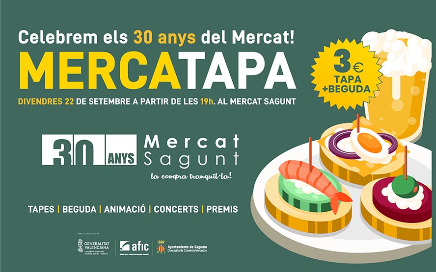 El Mercat de Sagunt celebra els seus 30 anys amb la Mercatapa i un taller gratuït de arqueogastronomía