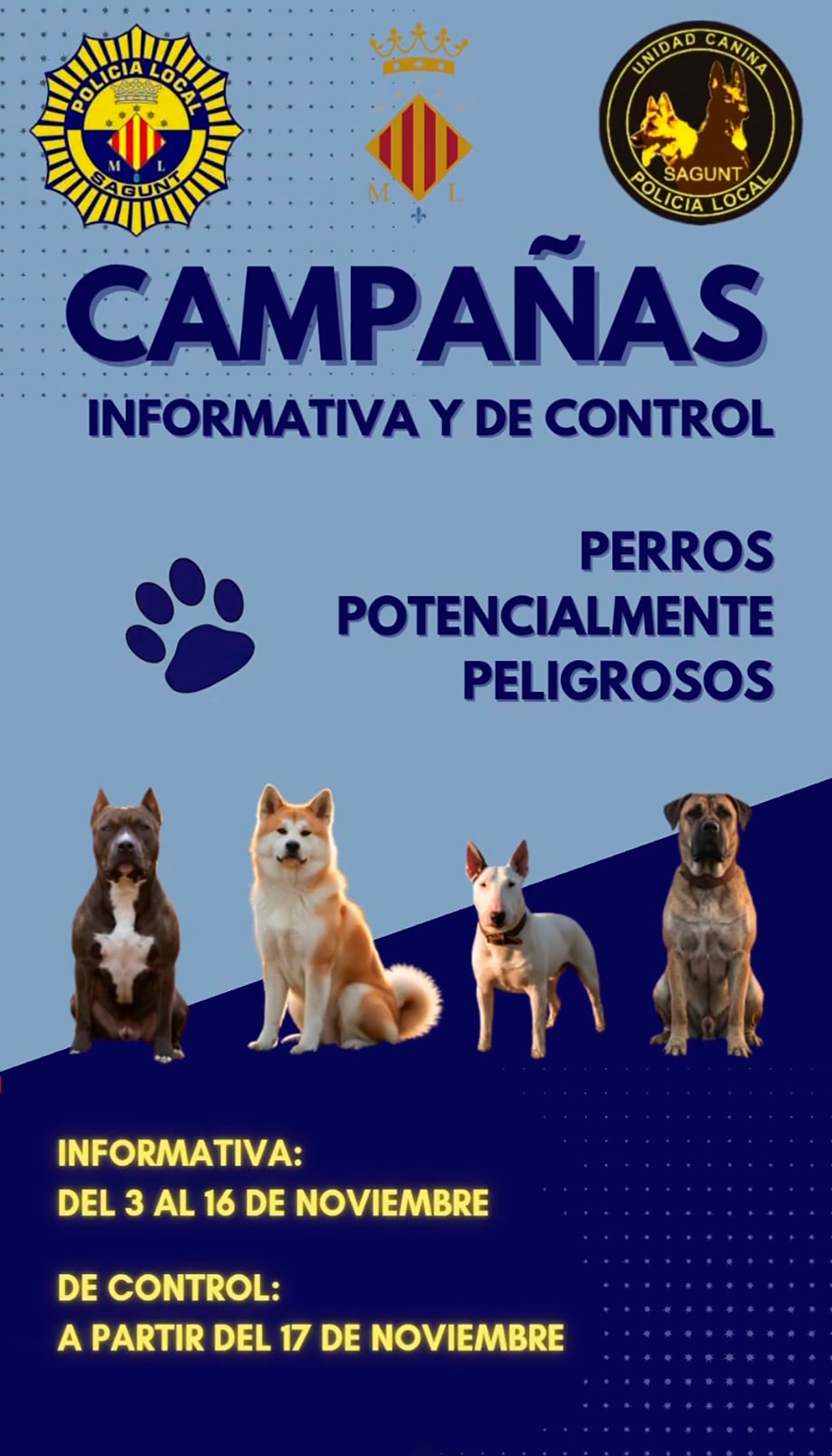 Comienza una campaña para informar sobre los perros potencialmente peligrosos en Sagunto