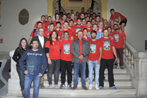 L'alcalde i la regidora d'esports acompanyen a l'Atlético Saguntino en la celebració del títol de campions de lliga