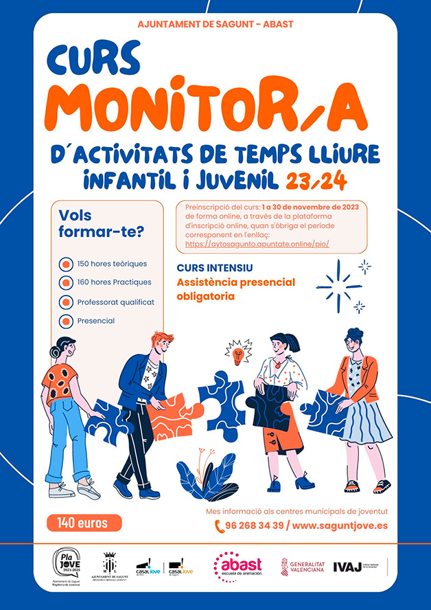 La regidoria de Joventut i Infància organitza el curs de monitor/a de temps lliure 2023/2024