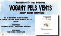 El poemario Vogant pels vents de Josep Dionís se presentará este jueves 
