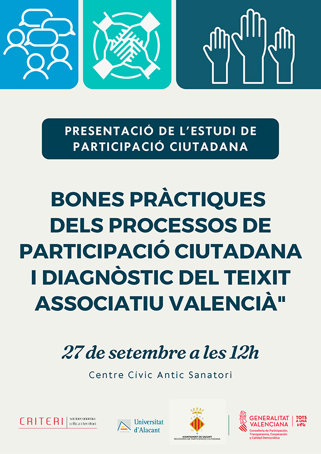 La Universitat d'Alacant presenta els resultats de la seua investigació sobre bones pràctiques dels processos de participació ciutadana