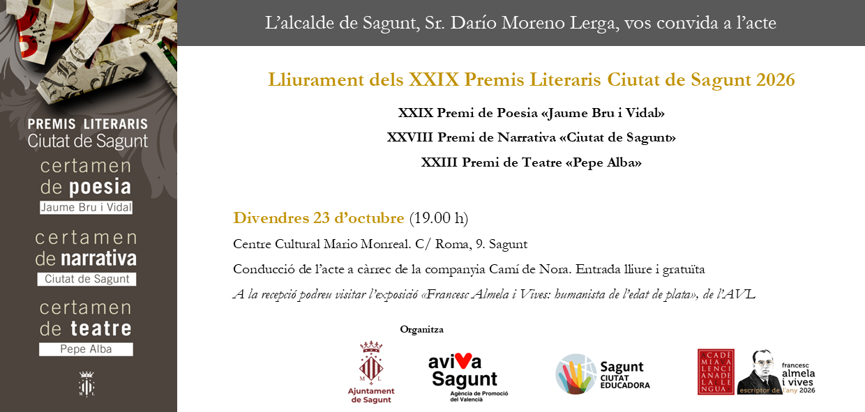 Entrega de los XXIX Premios Literarios Ciutat de Sagunt