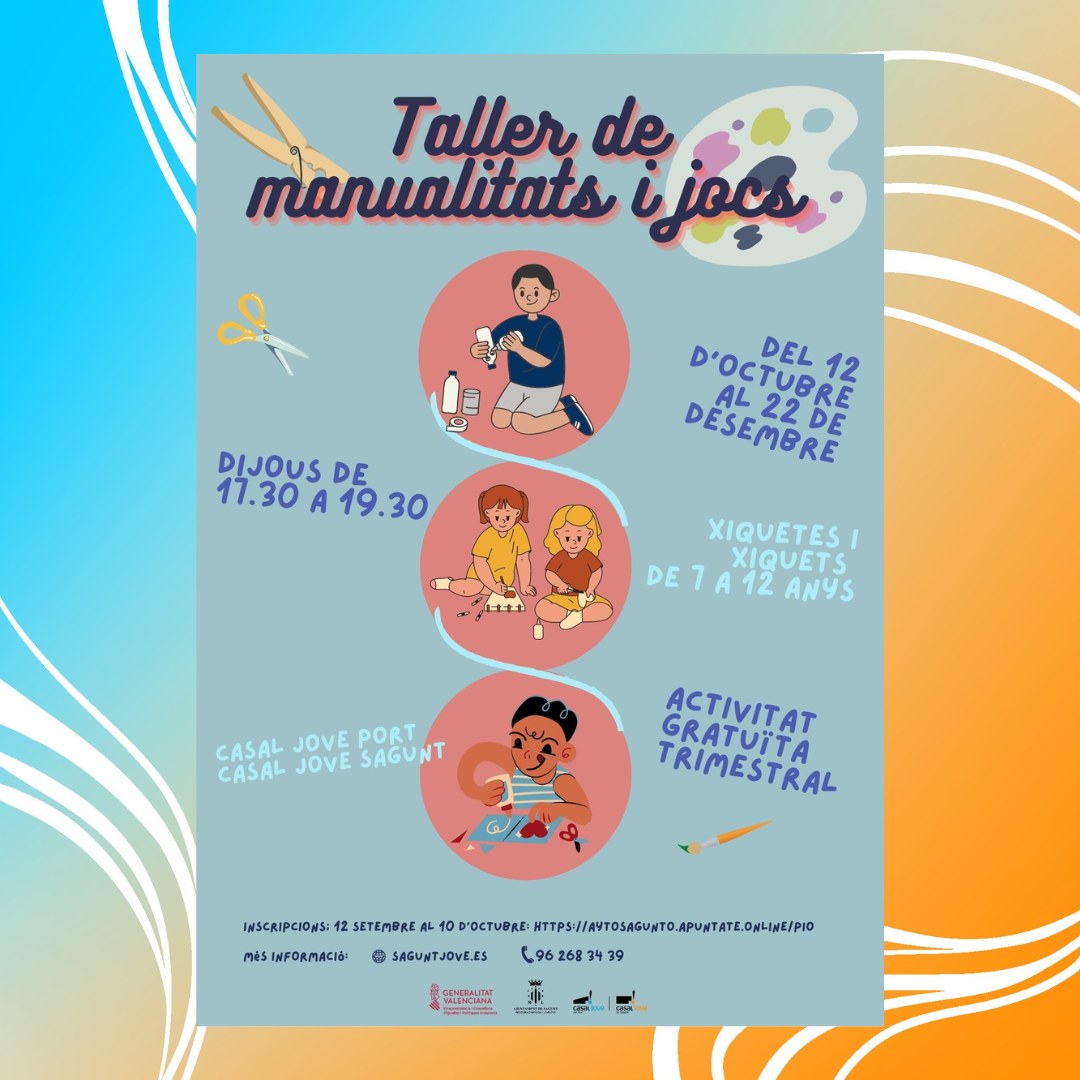 El Casal Jove reprèn les seues activitats de Manualitats, Brain Up! i Esplai Menut