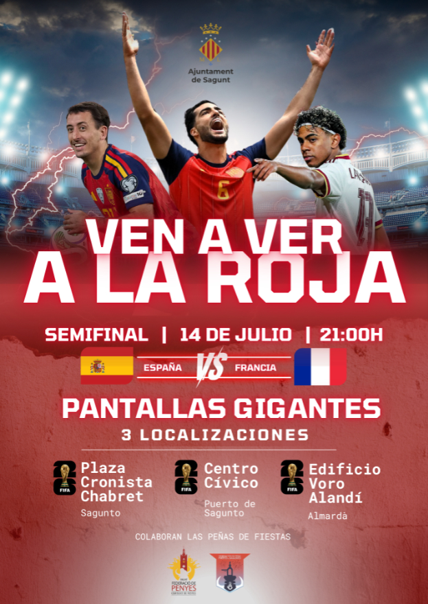 El Ayuntamiento de Sagunto instalará pantallas gigantes para seguir la semifinal del Mundial de fútbol