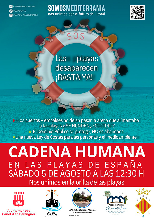 Sagunt i Canet d'en Berenguer se sumen a la cadena humana en protesta per l'abandó de la costa