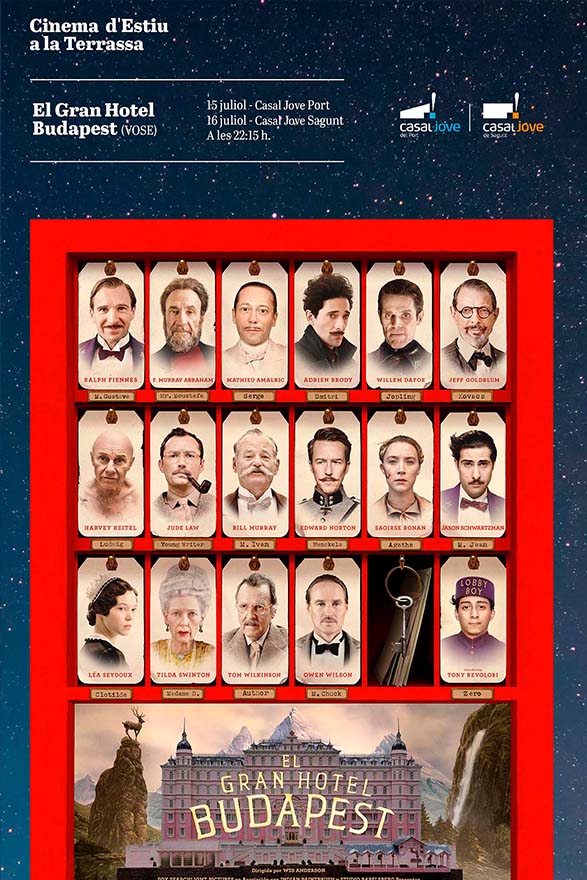 Continua el Cinema d’Estiu a la terrassa dels casals amb la projecció d’El gran hotel Budapest