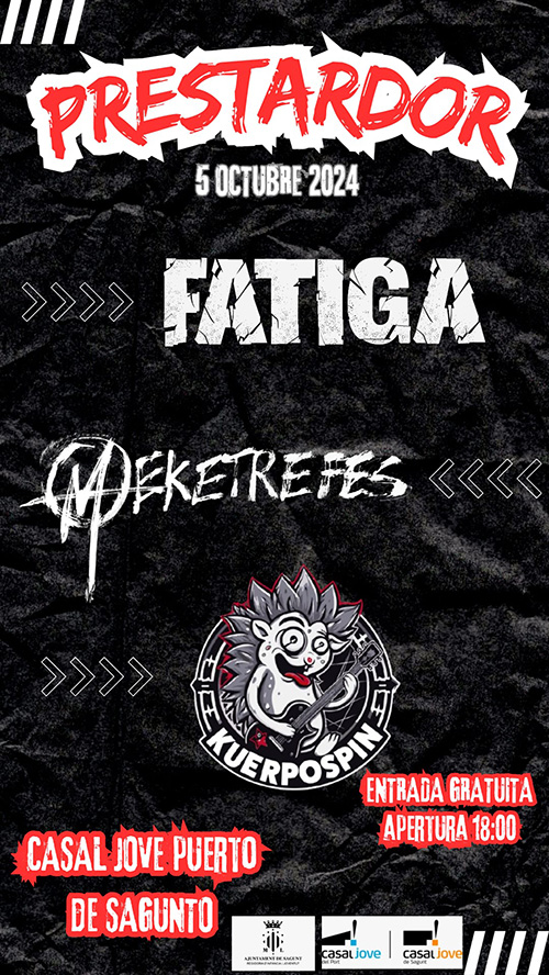 La regidoria de Joventut i Infància organitza el Prestardor, un triple concert per al 5 d'octubre