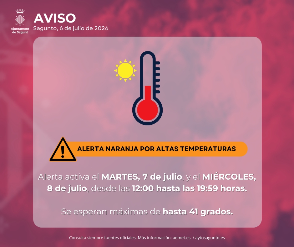 El 112 Comunidad Valenciana y AEMET elevan a nivel naranja la alerta por ola de calor