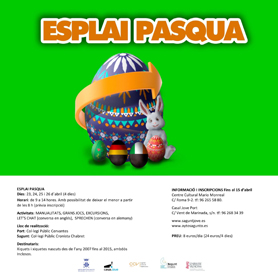 En el ‘Esplai Pasqua’ participarán 108 niños y niñas del 23 al 26 de abril