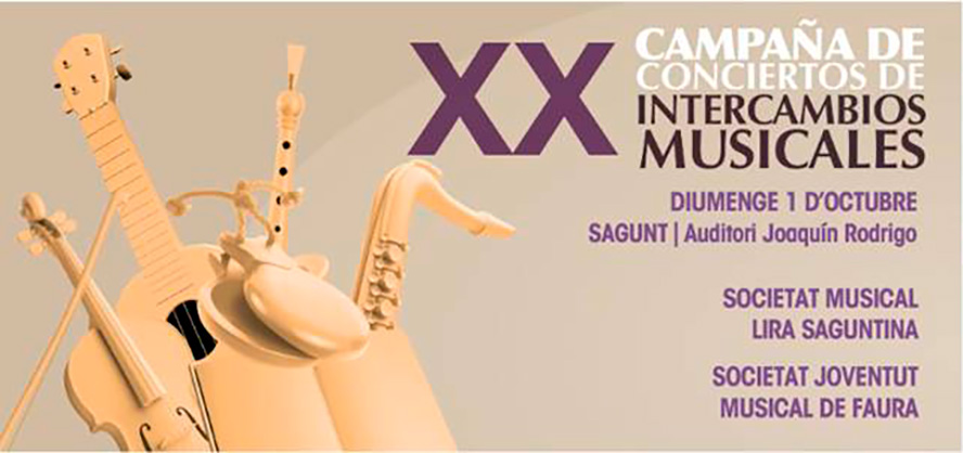 La Societat Musical Lira Saguntina i la Societat Joventut Musical de Faura oferixen un concert a l'Auditori Joaquín Rodrigo