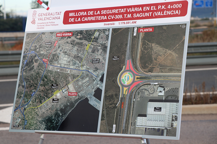 La CV309 disposarà d'una rotonda per a millorar l'accessibilitat i la seguretat de Parc Sagunt I