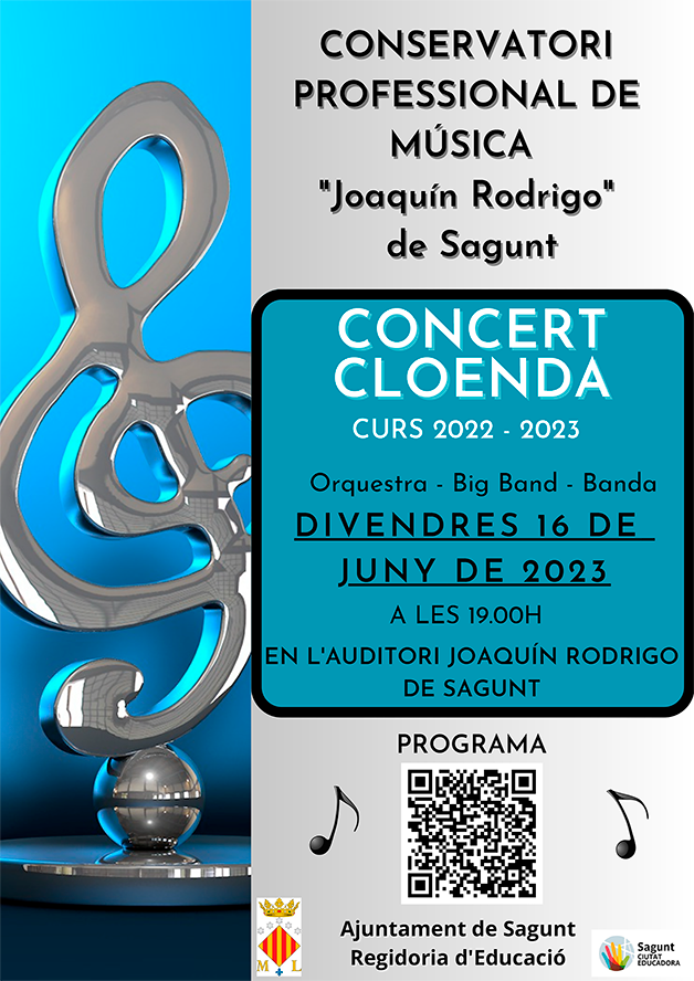 El Conservatori Professional de Música Joaquín Rodrigo de Sagunt celebrarà el concert de clausura este divendres a l'auditori