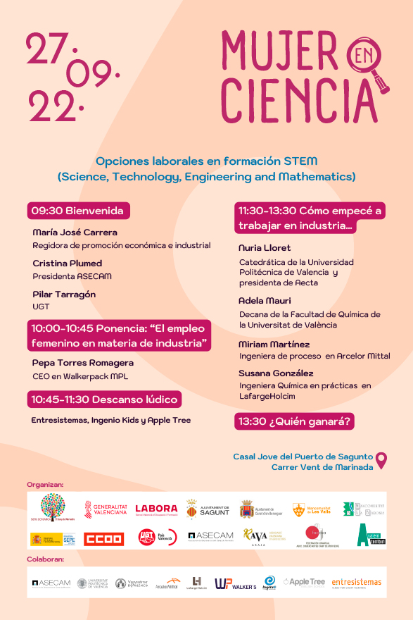 Dimarts que ve es realitzarà la I Jornada ‘Dona en ciència’ en el Casal Jove del Port de Sagunt