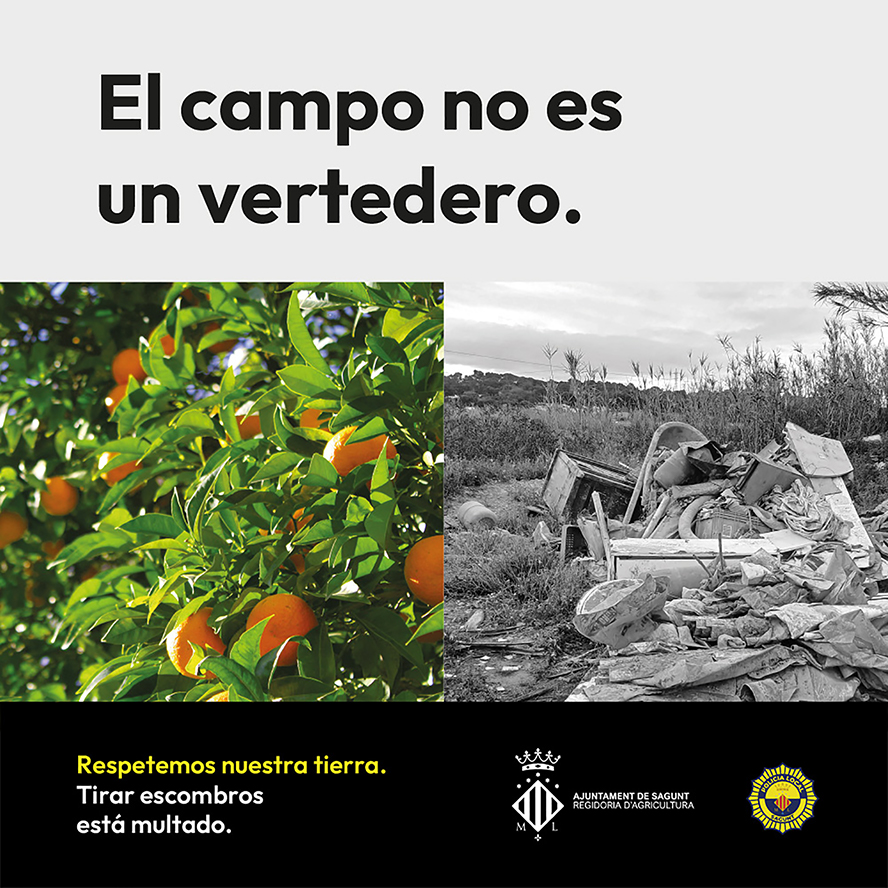 El departament d'Agricultura llança una nova campanya per a conscienciar contra la contaminació per enderrocs i residus