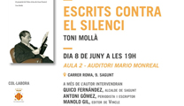 Toni Mollà presenta su libro “Escrits contra el silenci” en Sagunto