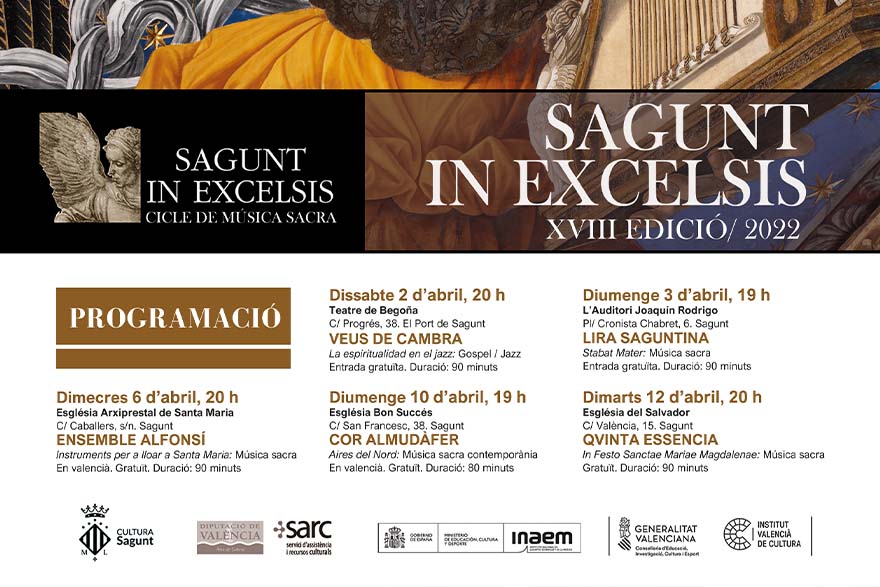 El cicle de música sacra Sagunt in Excelsis torna a Sagunt este dissabte